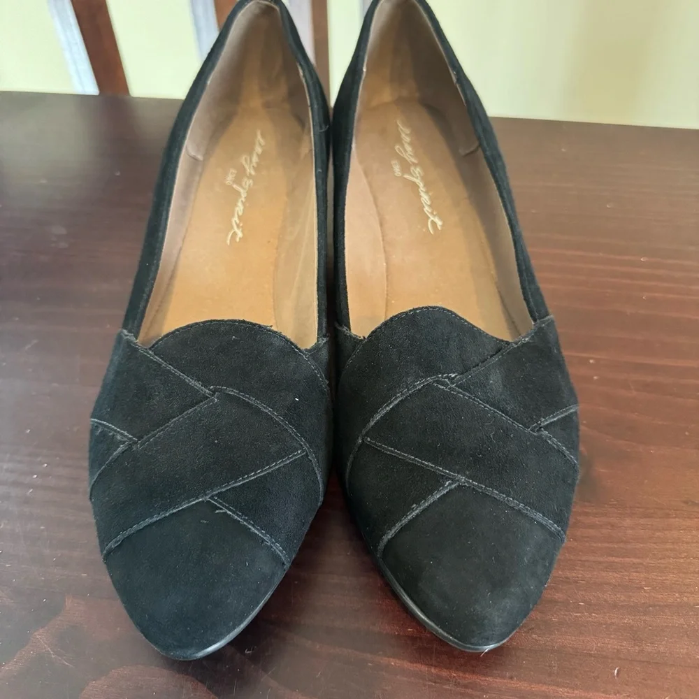 Easy spirit, black suede feel braid, weave wedge slip on shoes size 9, excellent - Picture 4 of 12